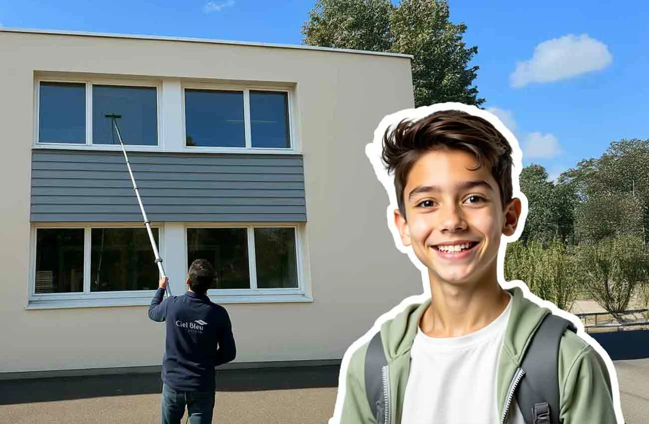 Lavage des vitres des écoles